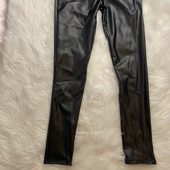 NEW FALL WOMEN’S TRENDY BLACK FAUX SPANX LEATHER LEGGINGS - Picture 9 of 16